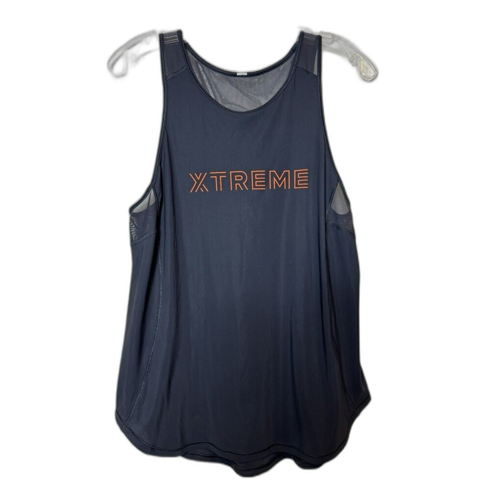 Lululemon Xtreme Life Time Fitness Black Tank Top Mesh Panels Gym Workout Run M